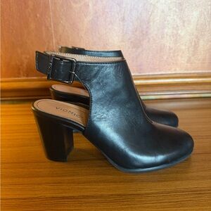 Vionic Lacey Black Leather Open Heel Bootie Shootie Women’s Size 7.5 - Excellent